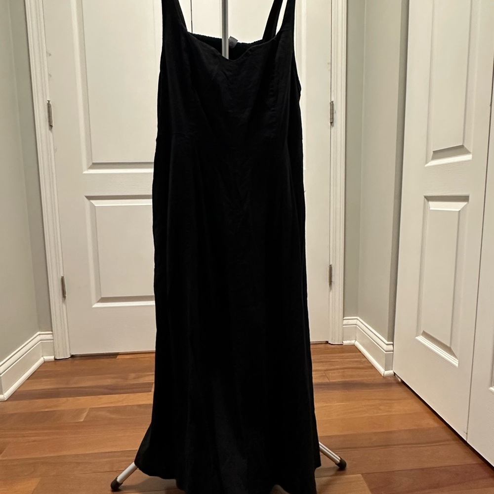 Old Navy Black Linen Maxi Dress With Pockets
